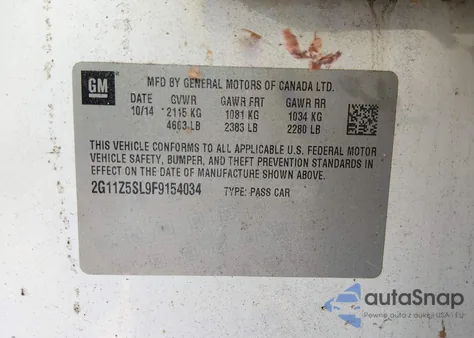 2015 Chevrolet Impala Ls from USA, damaged, VIN 2G11Z5SL9F9154034